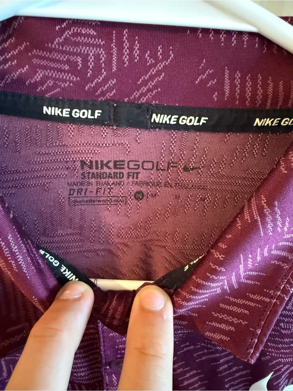 Nike Men's Medium Maroon Dri-FIT Golf Polo Swoosh Moisture Wicking